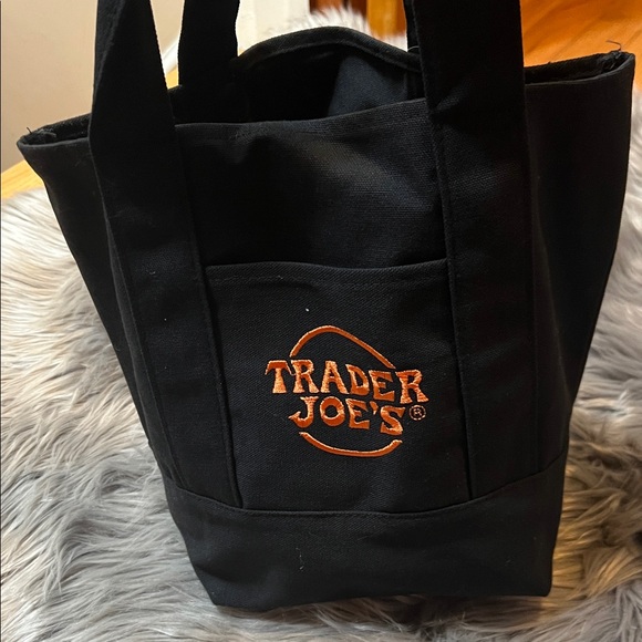 NWT🖤🧡Black & orange Trader Joe's Mini Canvas Tote Bag - Picture 6 of 15